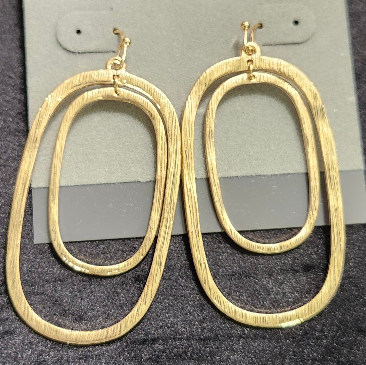 Gold Double Oval Drop Earrings
