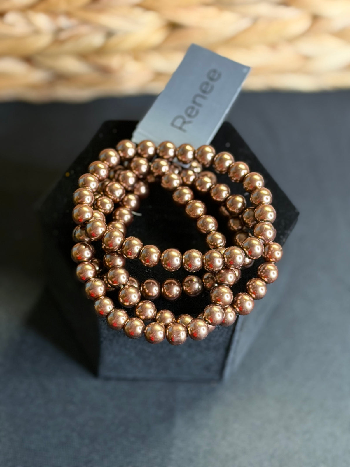 4 brown beaded bracelets