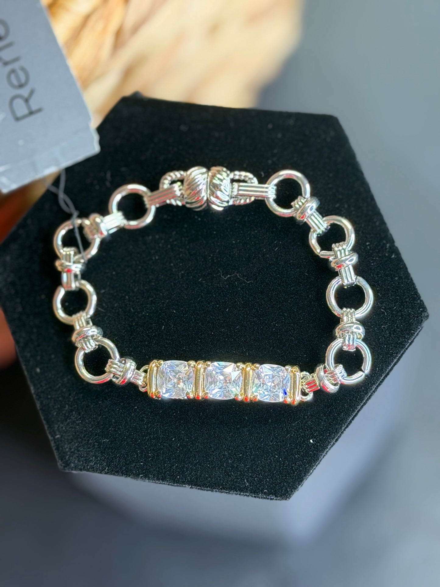 2 tone link bracelet with magnetic closure