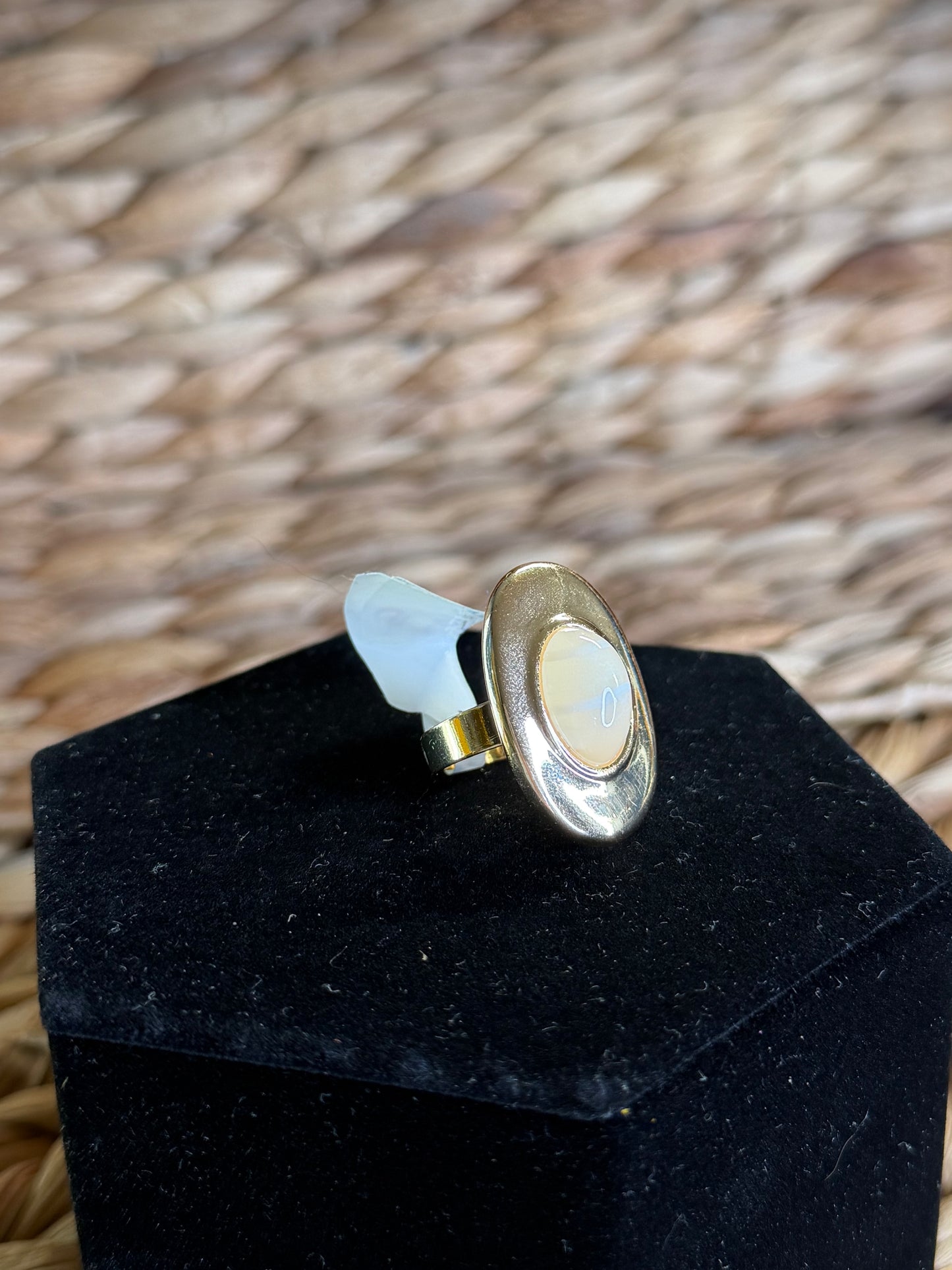 Sizable gold ring with oval stone