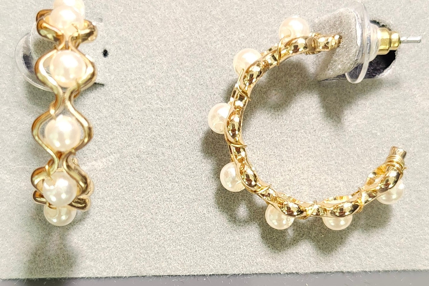 Pearl Wrapped Gold Hoop Earrings