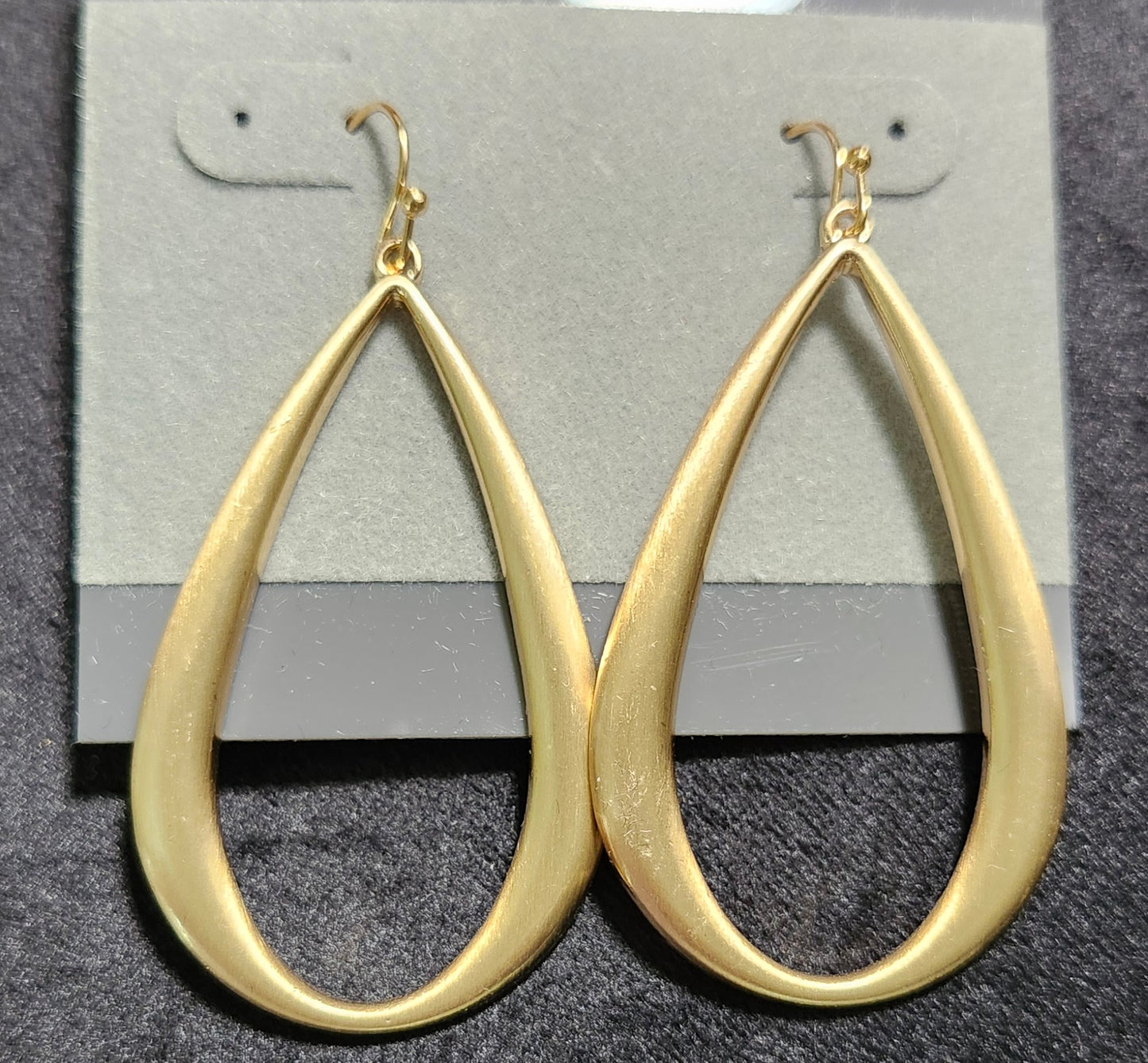 Brushed Open Teardrop Statement Earrings