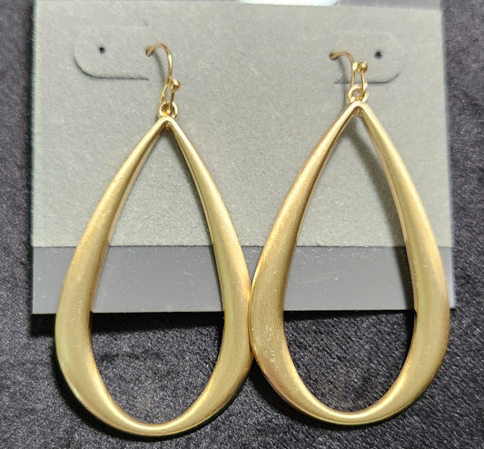 Brushed Open Teardrop Statement Earrings