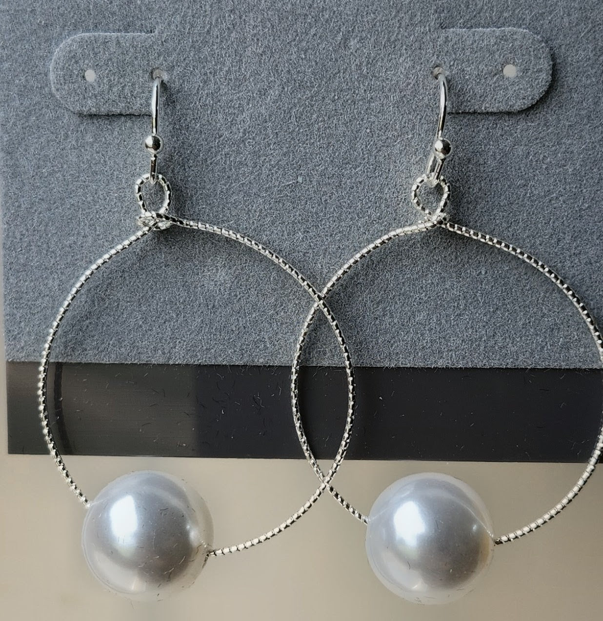 Pearl Statement Hoop Drop Earrings