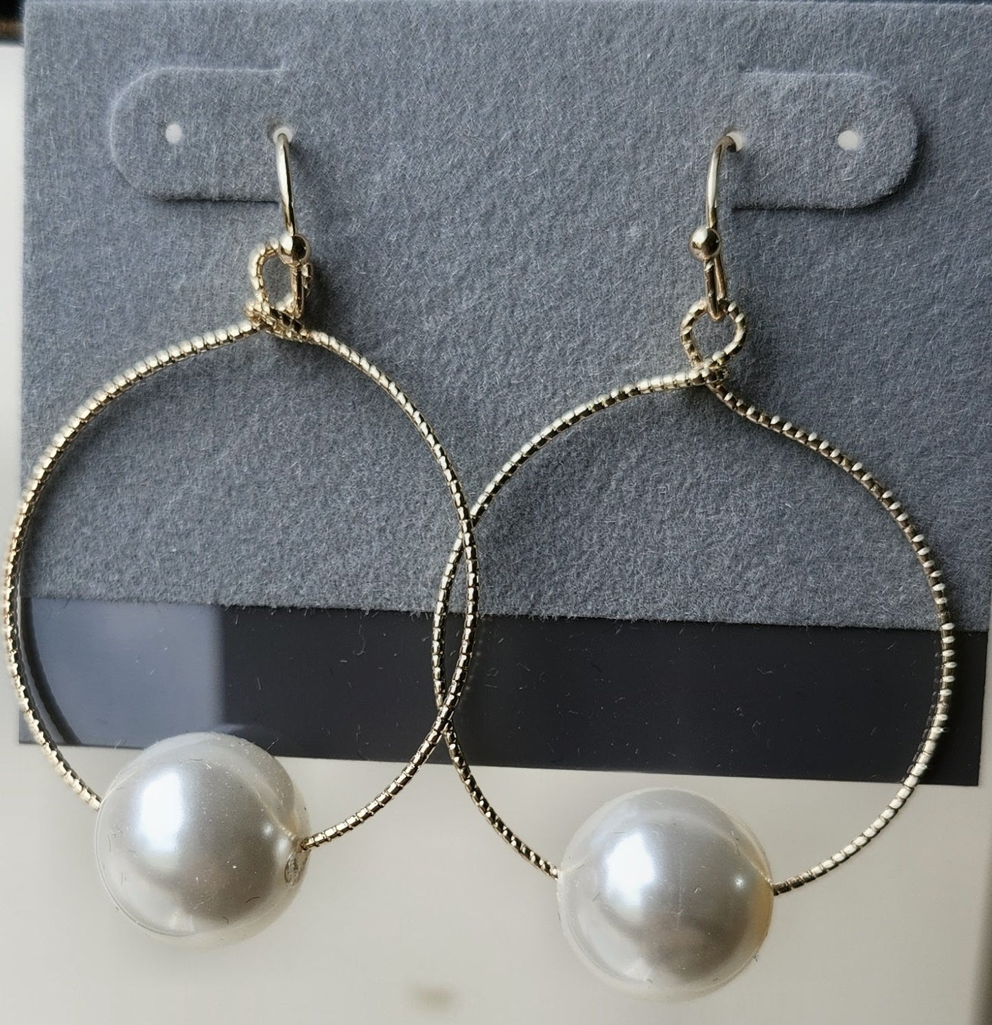 Pearl Statement Hoop Drop Earrings
