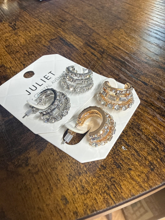 Crystal Baguette Huggie Hoop Earrings
