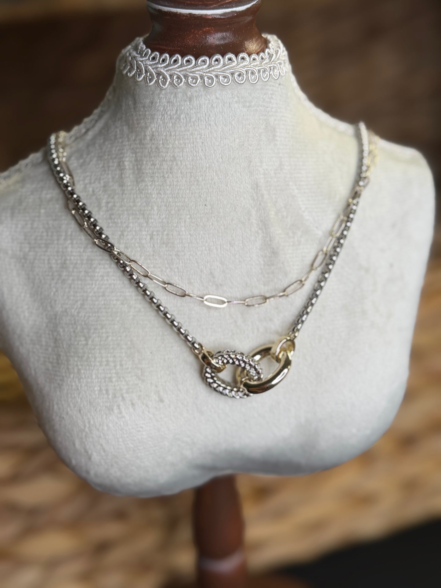 2 tone layered necklace