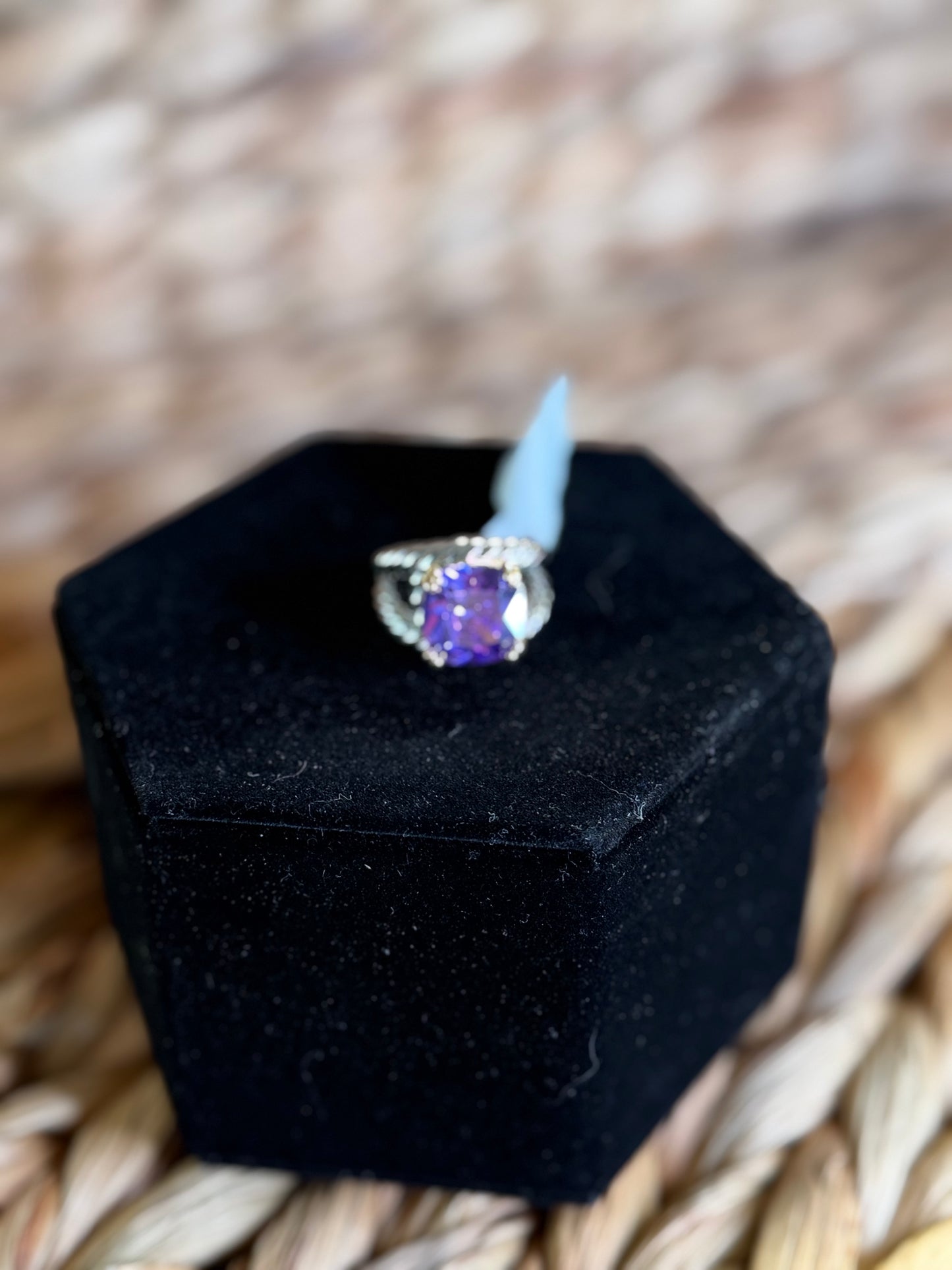 2 tone ring with purple stone