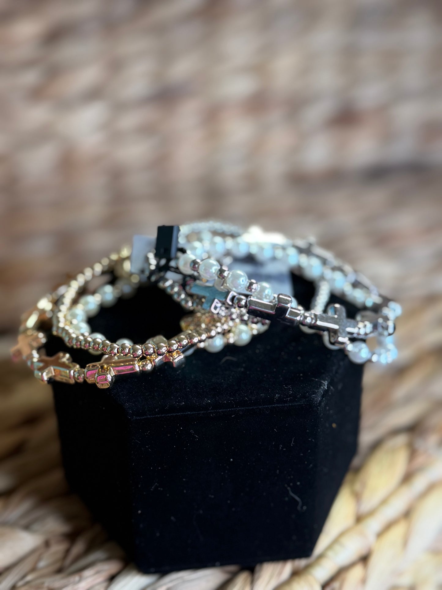 Set of 3 silver and gold bracelets