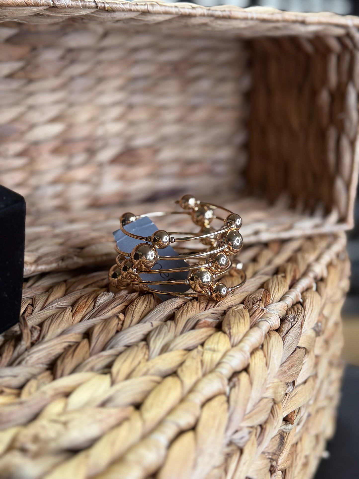 Gold cuff bracelet with beads