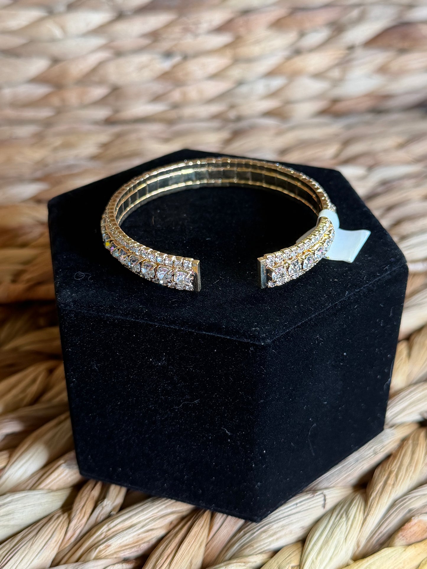 Gold cuff bracelet with diamonds