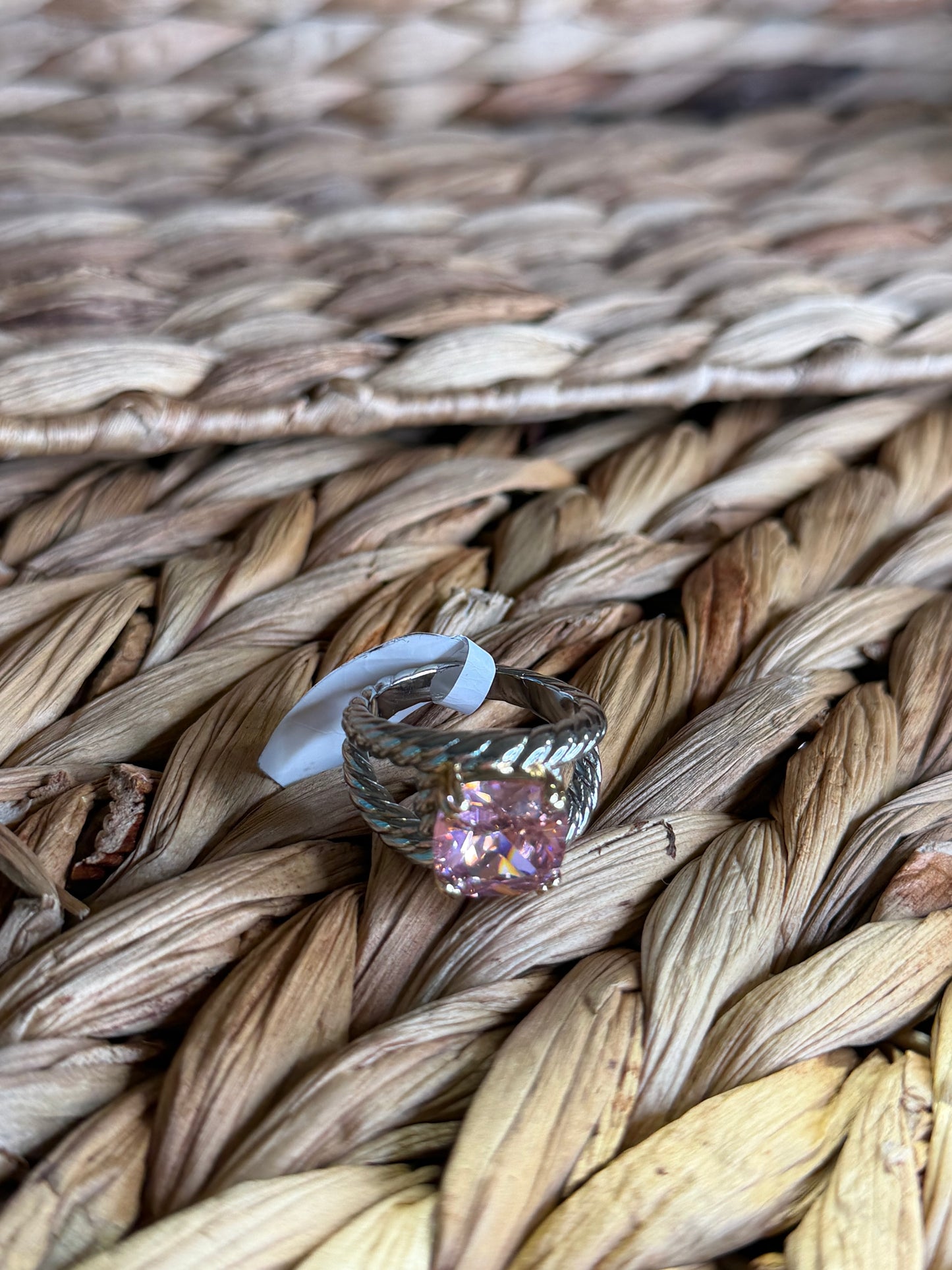 2 tone ring with pink stone