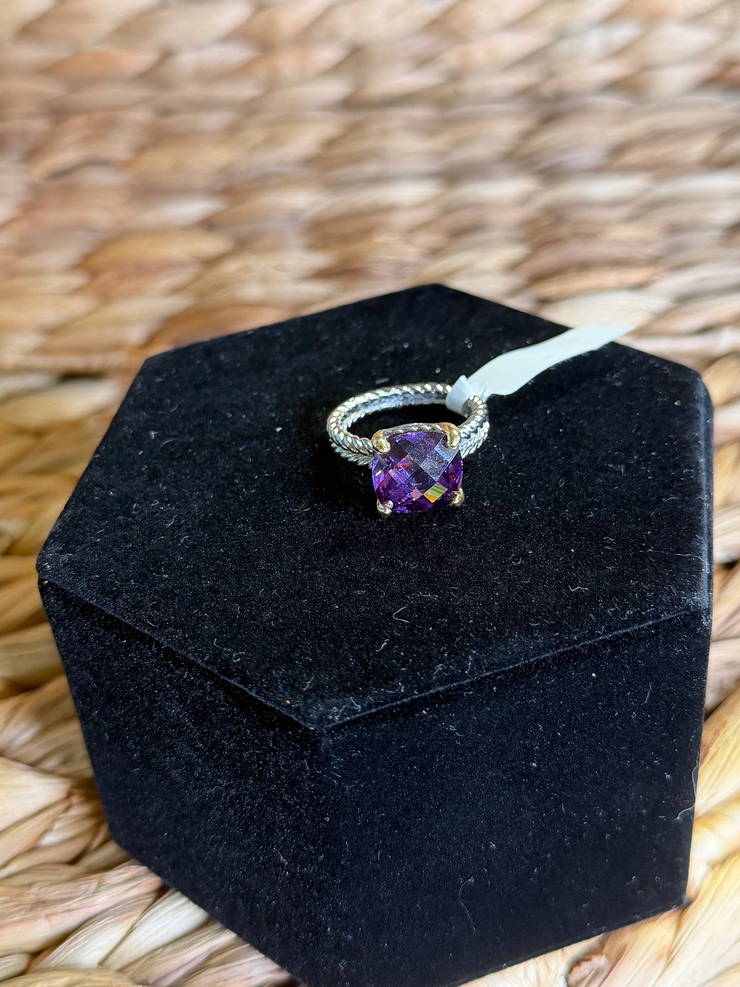 2 tone ring with purple stone