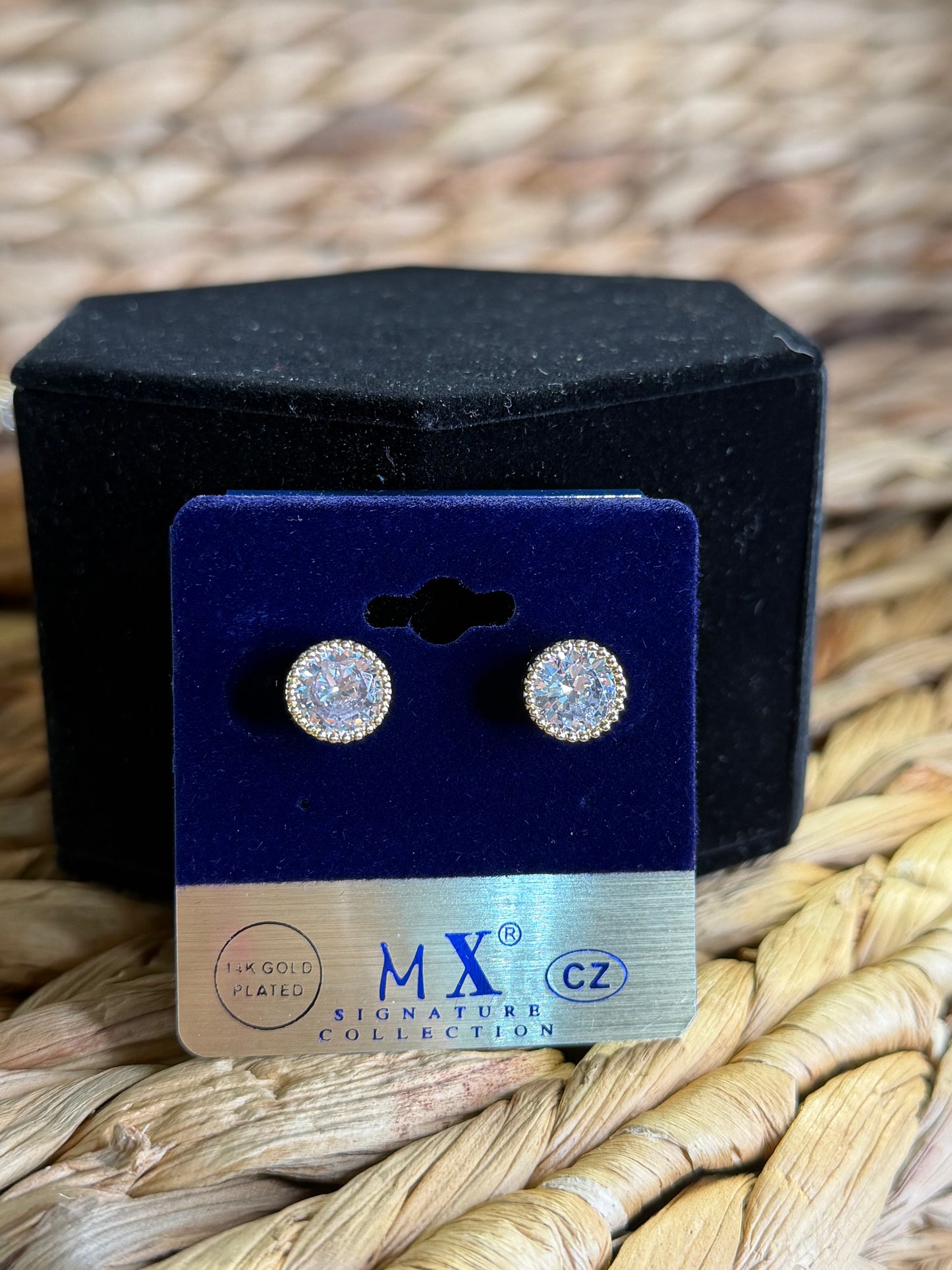 Gold stud earrings