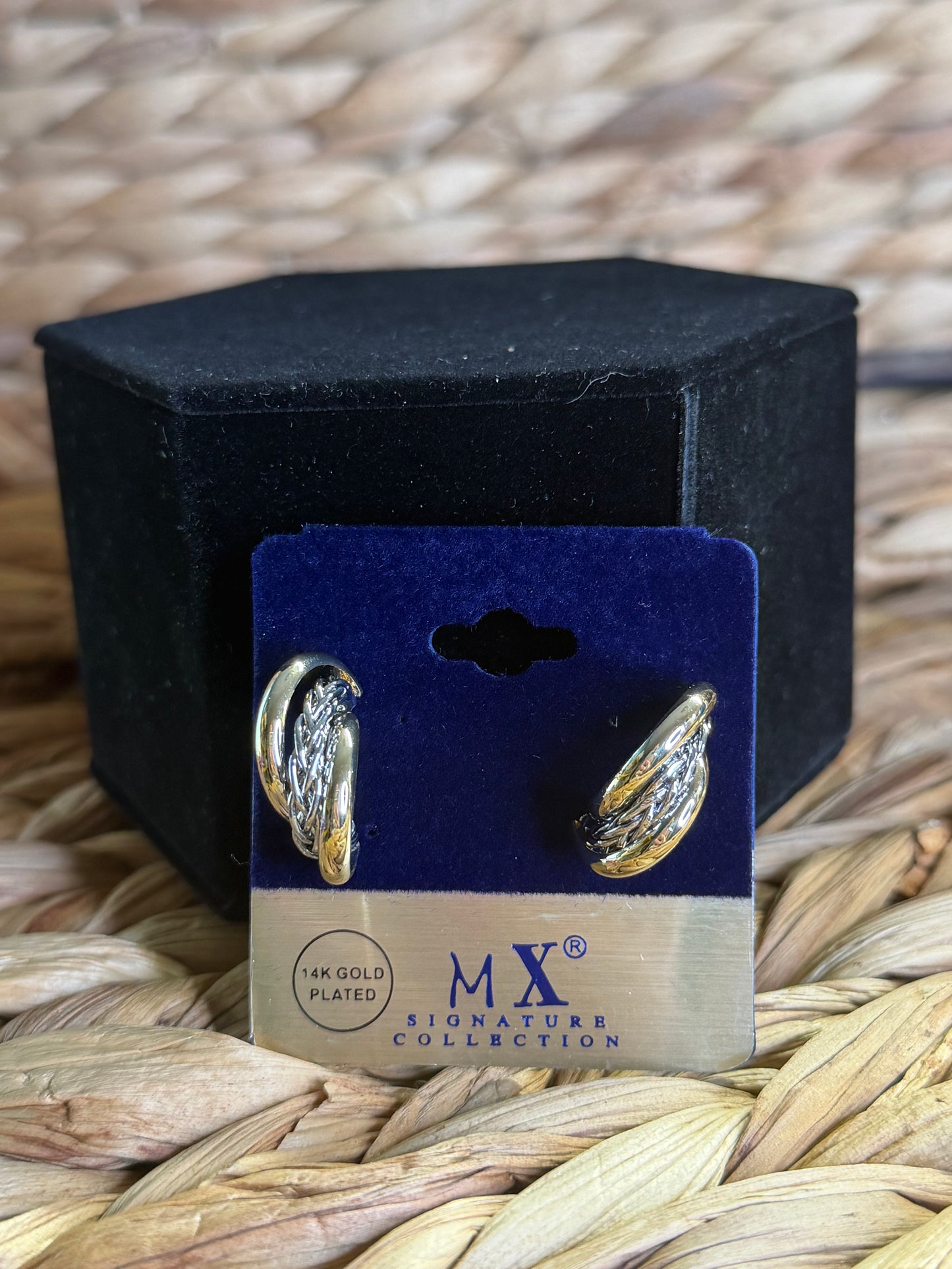 2 tone small hoop earrings