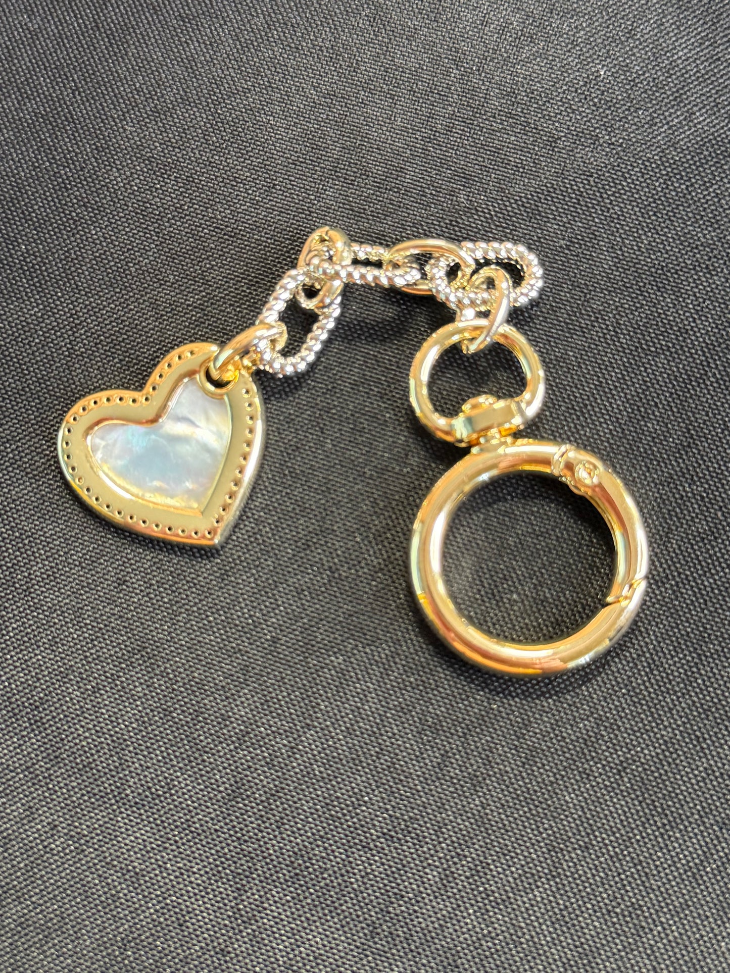 2 tone keychain with heart charm